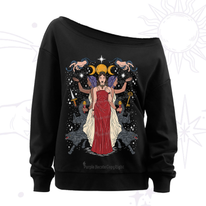 Purplehecate The Triple Goddess Hecate Off The Shoulder Sweatshirt