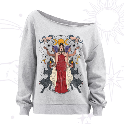 Purplehecate The Triple Goddess Hecate Off The Shoulder Sweatshirt