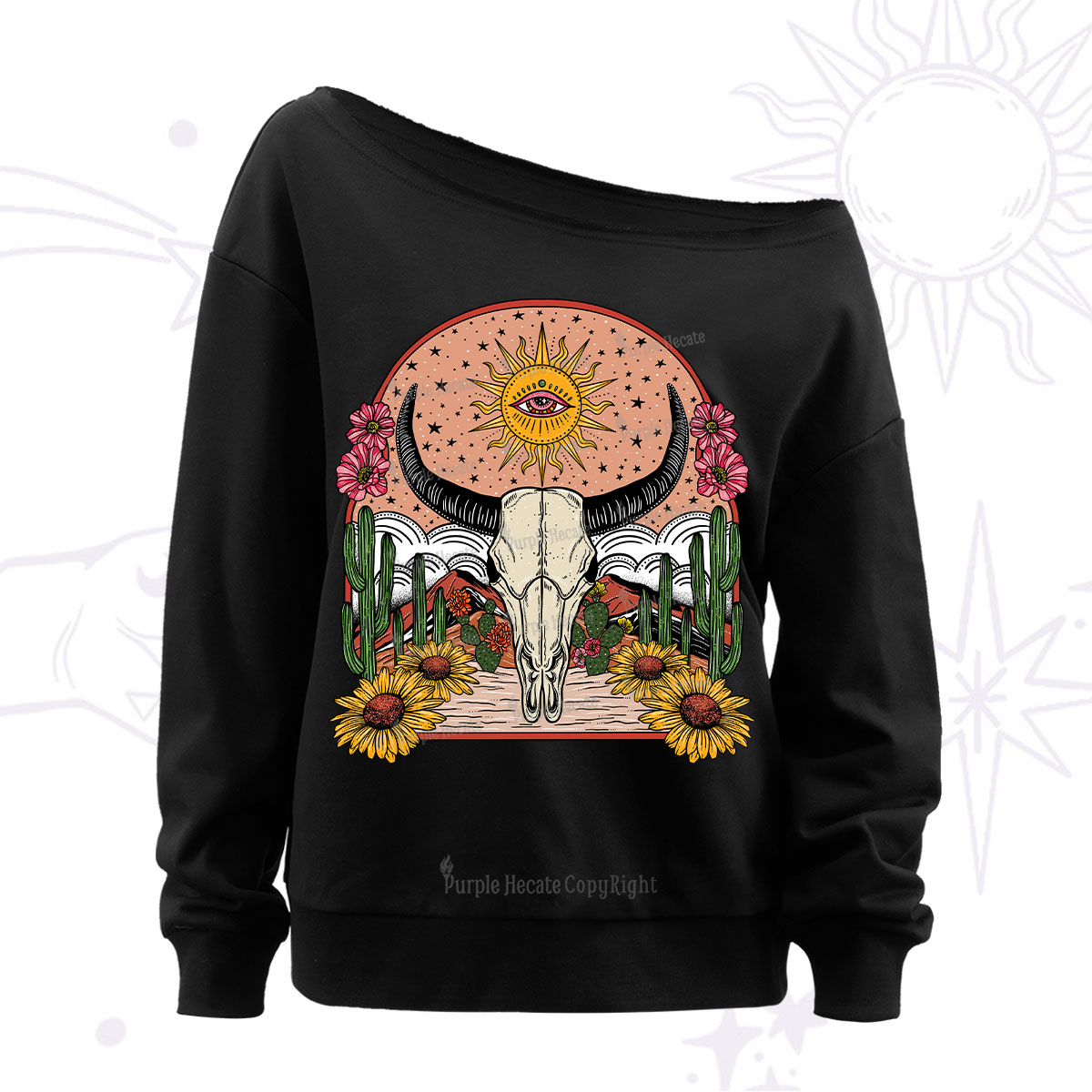 Purplehecate Desert Bloom Off The Shoulder Sweatshirt