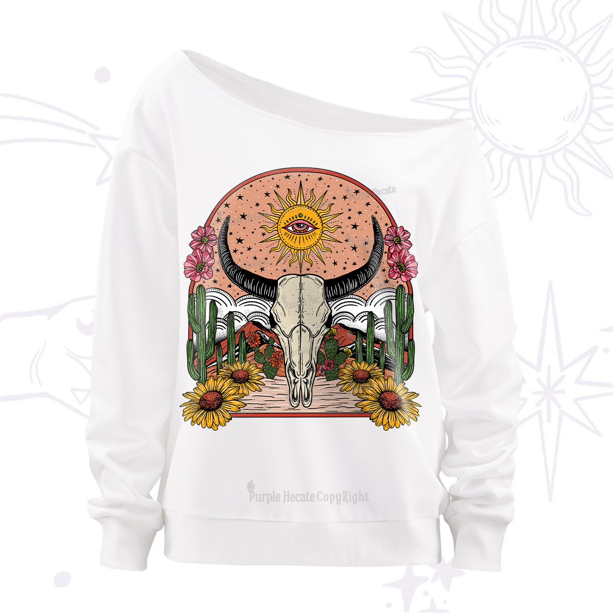 Purplehecate Desert Bloom Off The Shoulder Sweatshirt