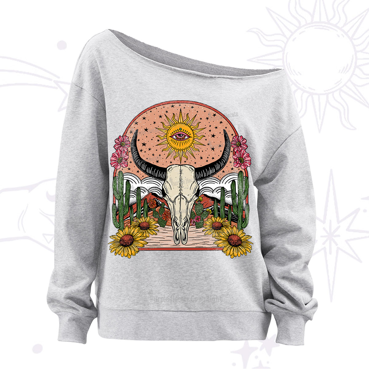 Purplehecate Desert Bloom Off The Shoulder Sweatshirt