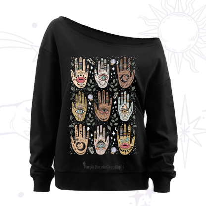 Purplehecate Helping Hands Off The Shoulder Sweatshirt