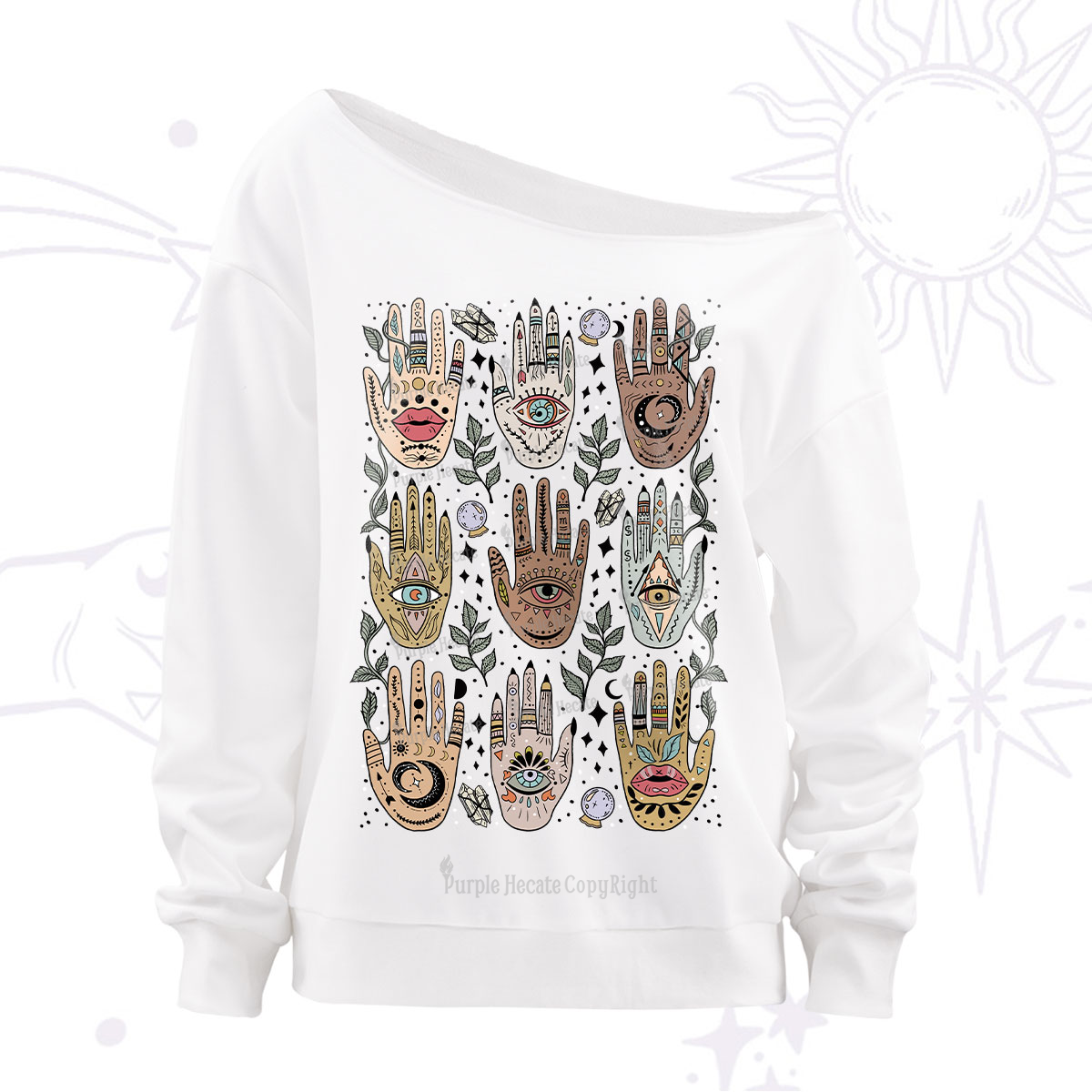 Purplehecate Helping Hands Off The Shoulder Sweatshirt