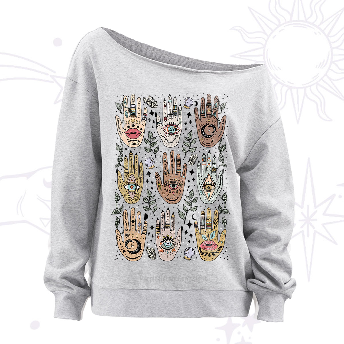 Purplehecate Helping Hands Off The Shoulder Sweatshirt