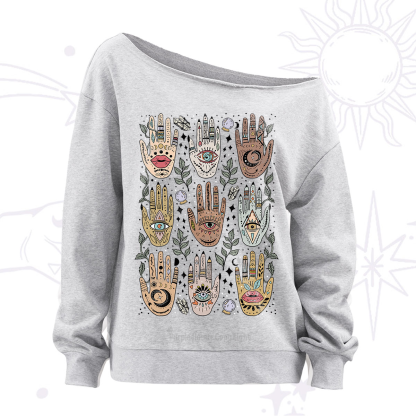 Purplehecate Helping Hands Off The Shoulder Sweatshirt