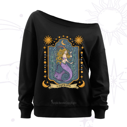Purplehecate Capricorn Zodiac Off The Shoulder Sweatshirt