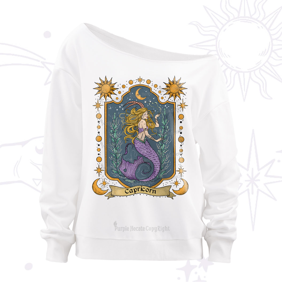 Purplehecate Capricorn Zodiac Off The Shoulder Sweatshirt