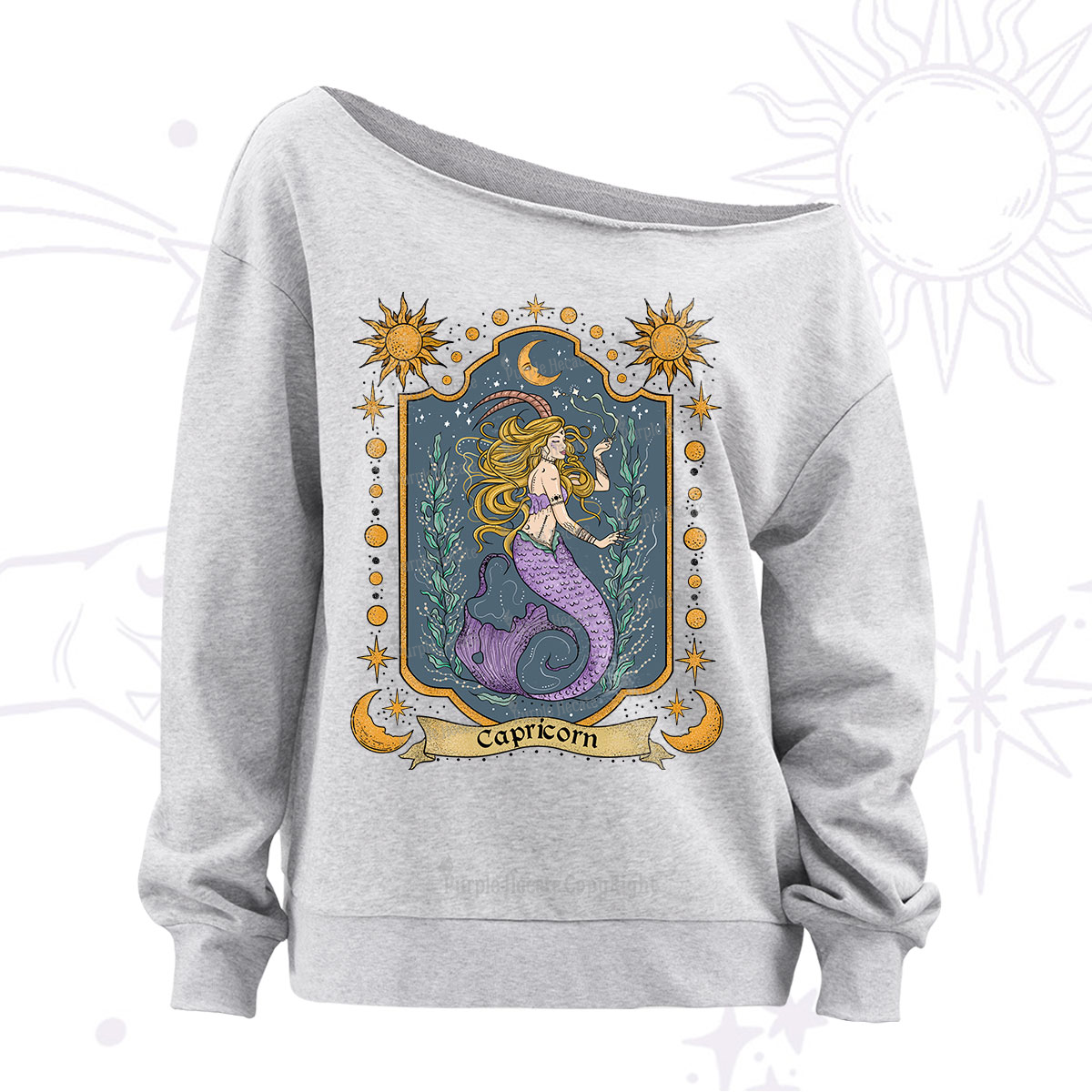 Purplehecate Capricorn Zodiac Off The Shoulder Sweatshirt