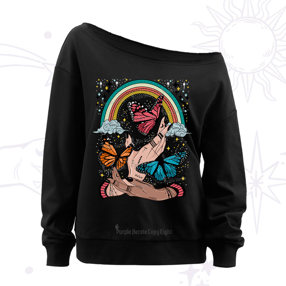 Purplehecate Metamorphoses Off The Shoulder Sweatshirt