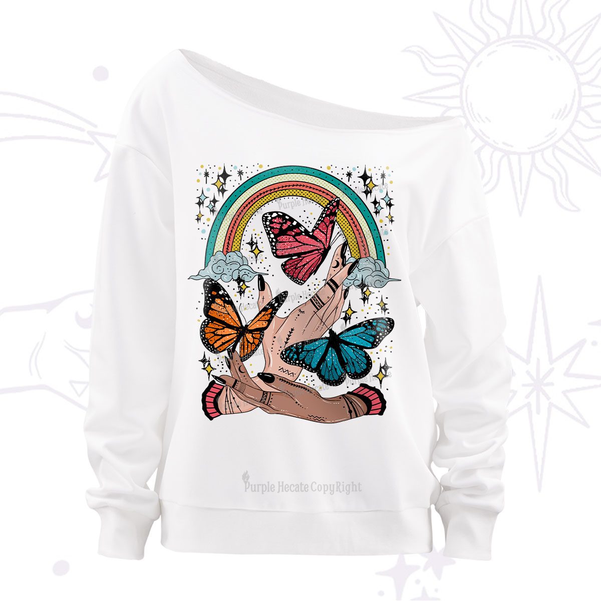 Purplehecate Metamorphoses Off The Shoulder Sweatshirt