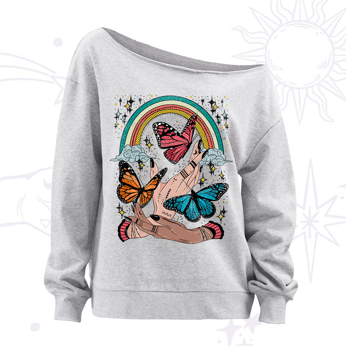 Purplehecate Metamorphoses Off The Shoulder Sweatshirt