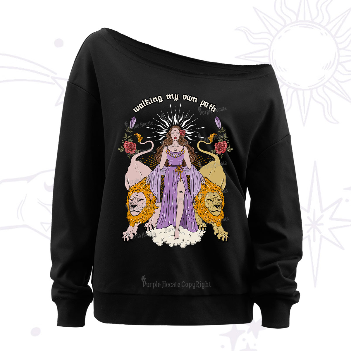 Purplehecate The Goddess Walking My Own Path Off The Shoulder Sweatshirt
