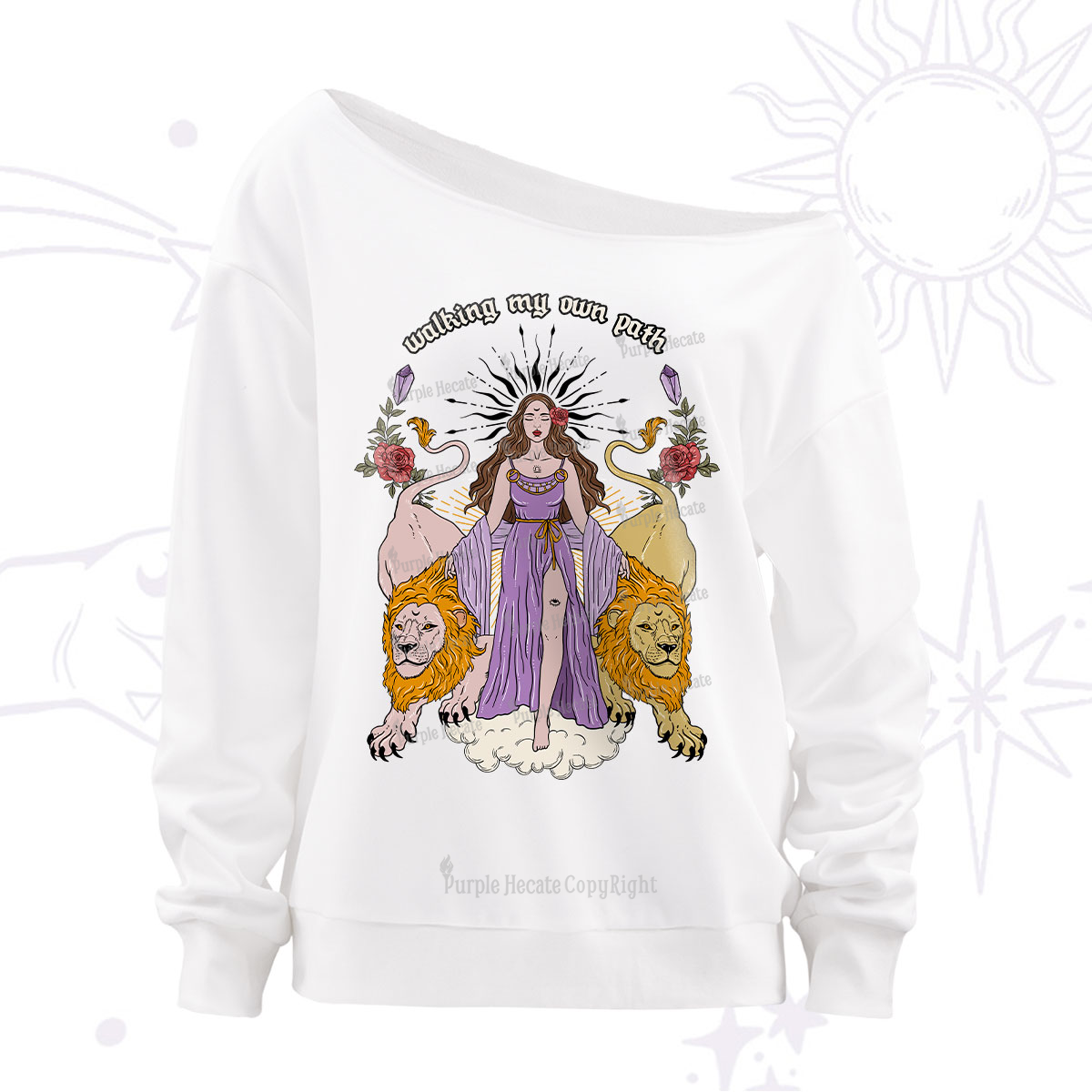 Purplehecate The Goddess Walking My Own Path Off The Shoulder Sweatshirt
