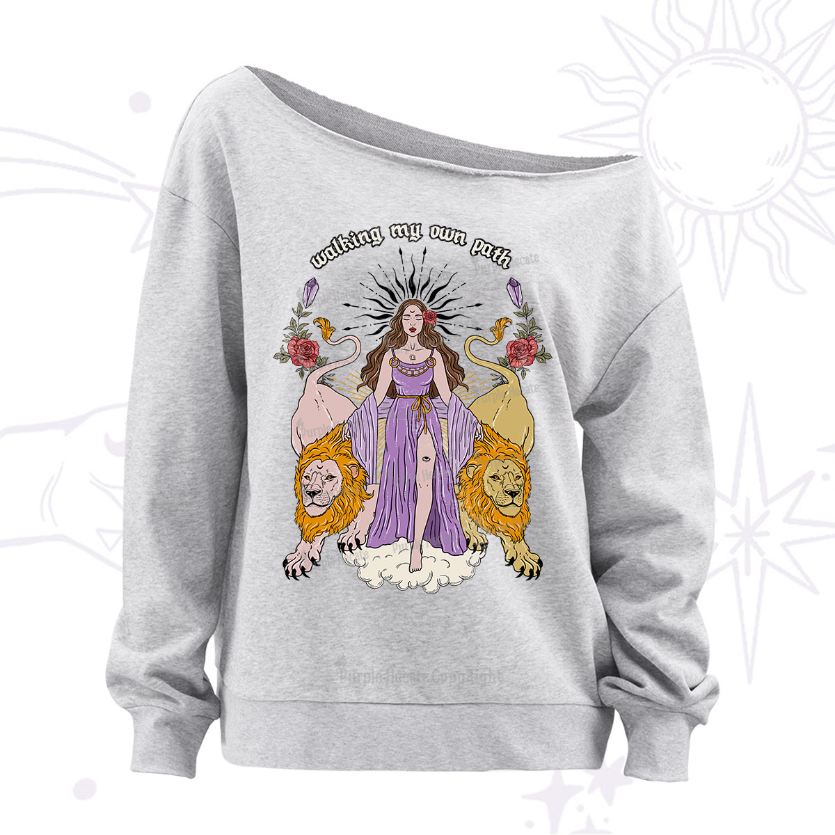 Purplehecate The Goddess Walking My Own Path Off The Shoulder Sweatshirt