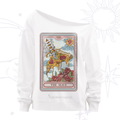 Purplehecate The Slice Food Tarot Off The Shoulder Sweatshirt