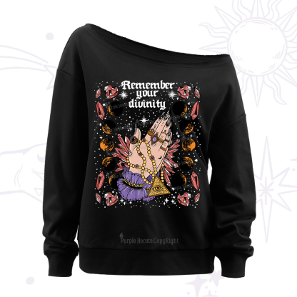 Purplehecate Remember Your Divinity Off The Shoulder Sweatshirt