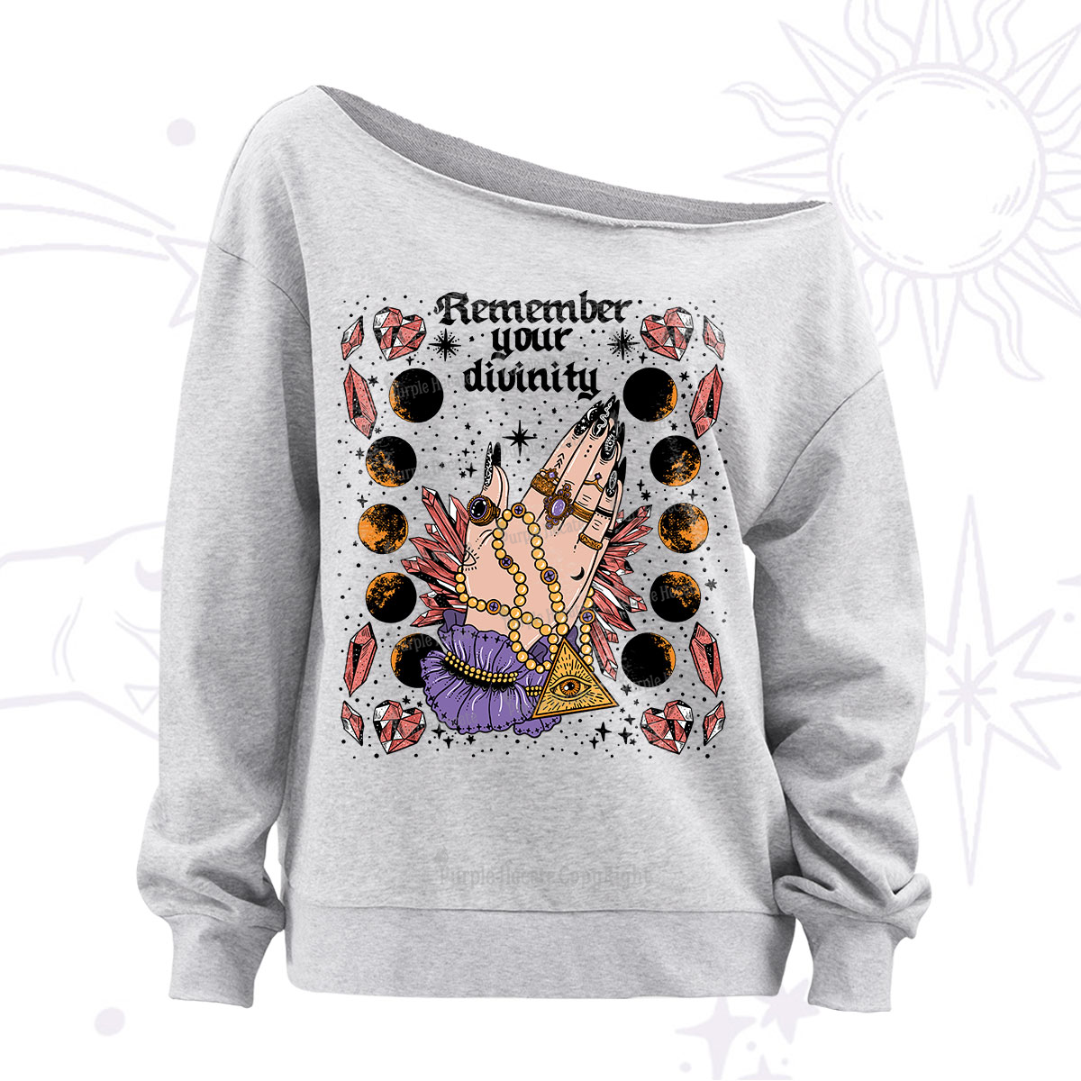 Purplehecate Remember Your Divinity Off The Shoulder Sweatshirt