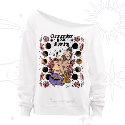 Purplehecate Remember Your Divinity Off The Shoulder Sweatshirt