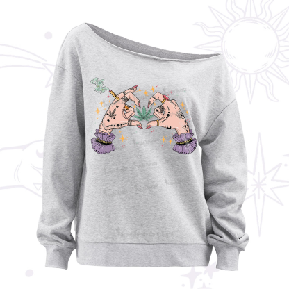 Purplehecate You're Never Alone If You Have Weed Off The Shoulder Sweatshirt