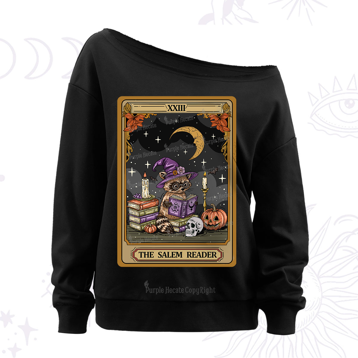 Purplehecate The Salem Reader Tarot Off The Shoulder Sweatshirt