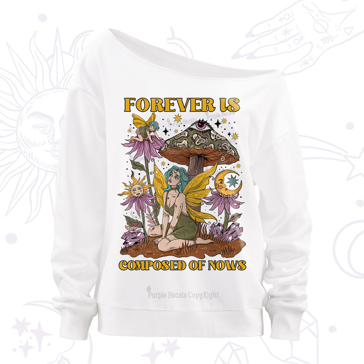 Purplehecate Forever Is Composed Of Nows Off The Shoulder Sweatshirt