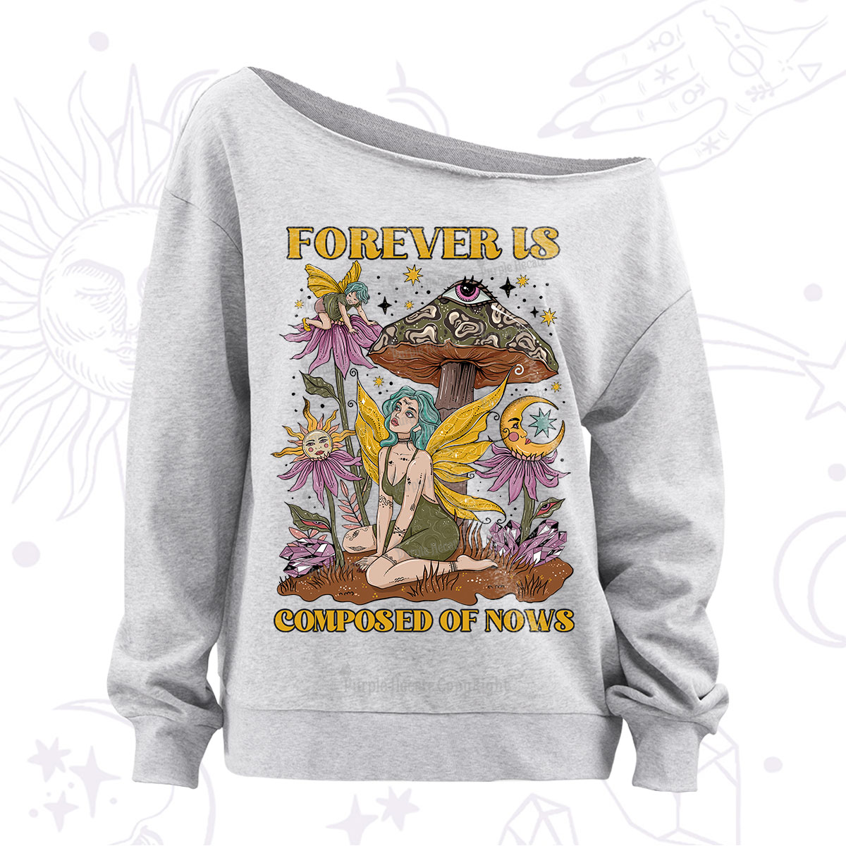 Purplehecate Forever Is Composed Of Nows Off The Shoulder Sweatshirt