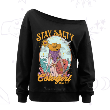 Purplehecate Stay Salty Cowgirl Off The Shoulder Sweatshirt