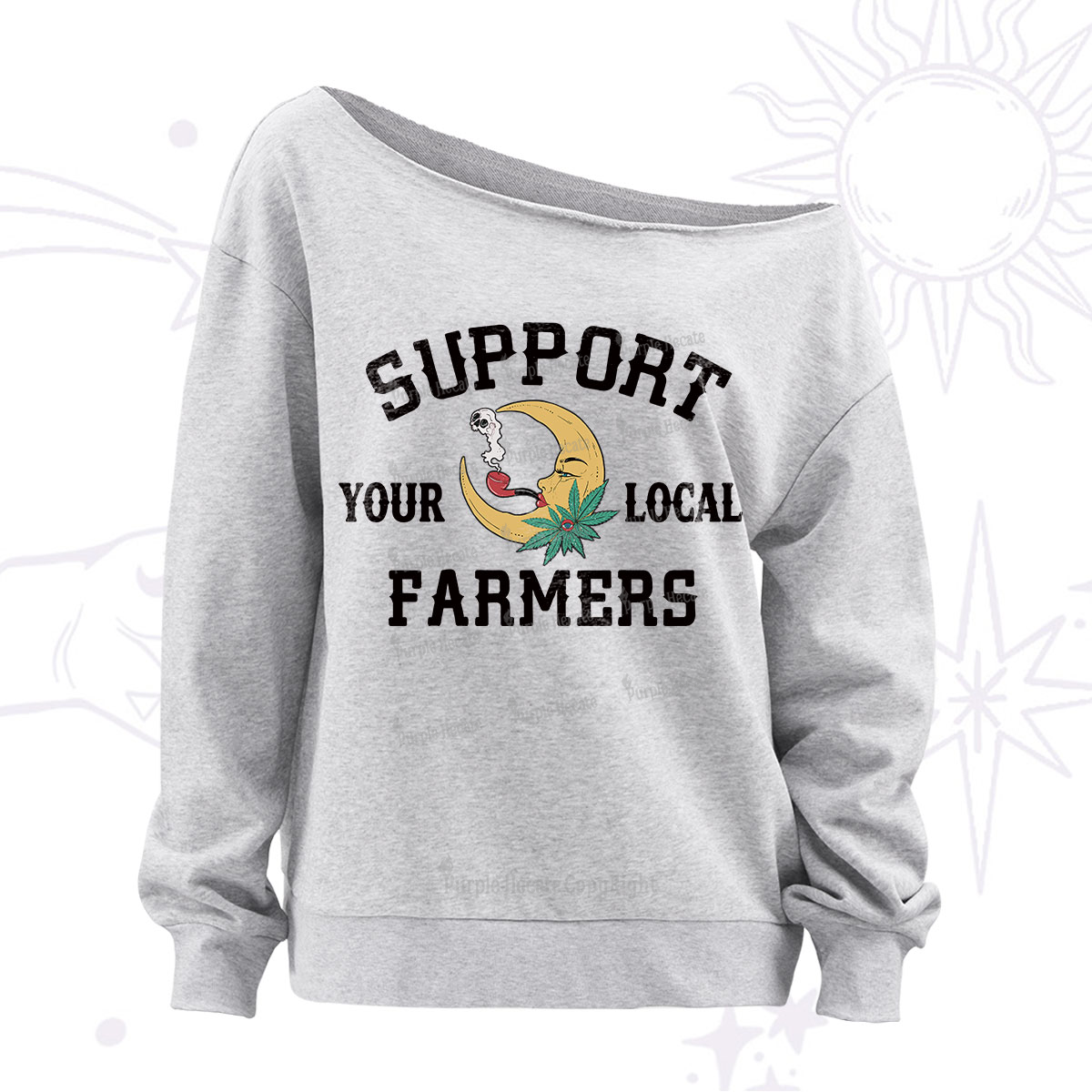 Purplehecate Support Your Local Farmer Off The Shoulder Sweatshirt