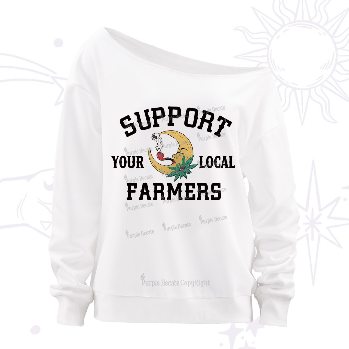 Purplehecate Support Your Local Farmer Off The Shoulder Sweatshirt