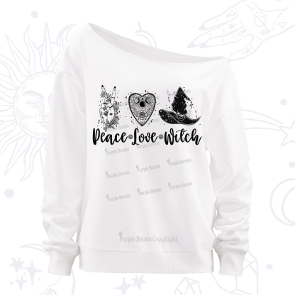 Purplehecate Peace Love Witch Off The Shoulder Sweatshirt