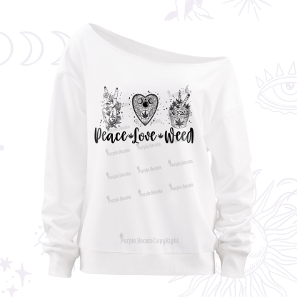 Purplehecate Peace Love Weed Off The Shoulder Sweatshirt