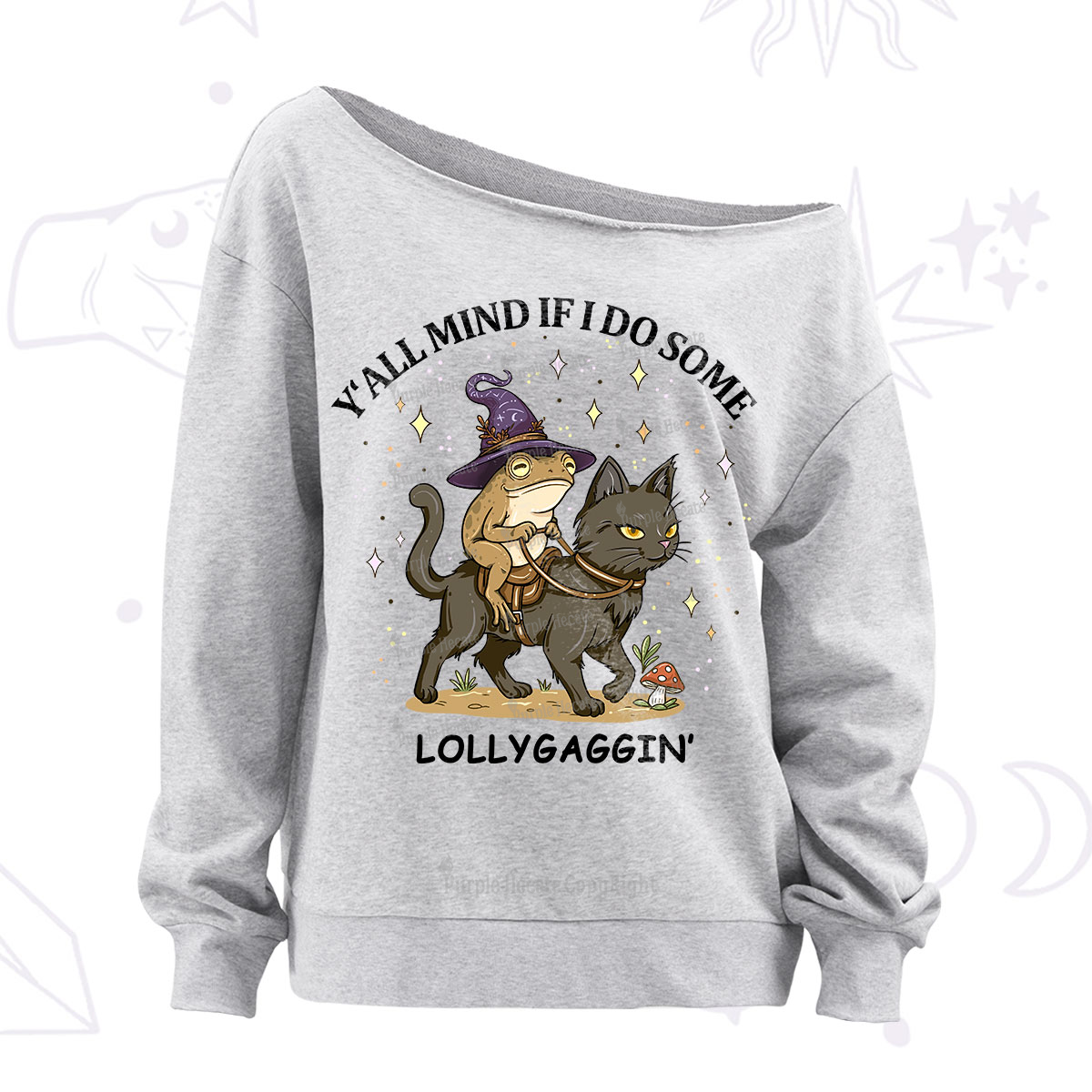 Purplehecate Y'all Mind If I Do Some Lollygaggin' Off The Shoulder Sweatshirt