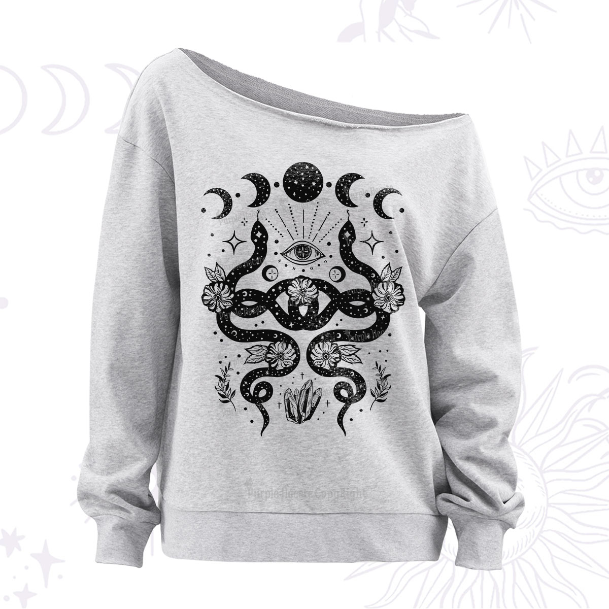 Purplehecate The You Can Learn Latte Art Oracle Card Off The Shoulder Sweatshirt