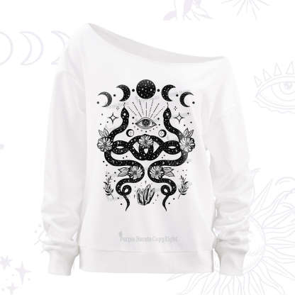 Purplehecate The You Can Learn Latte Art Oracle Card Off The Shoulder Sweatshirt