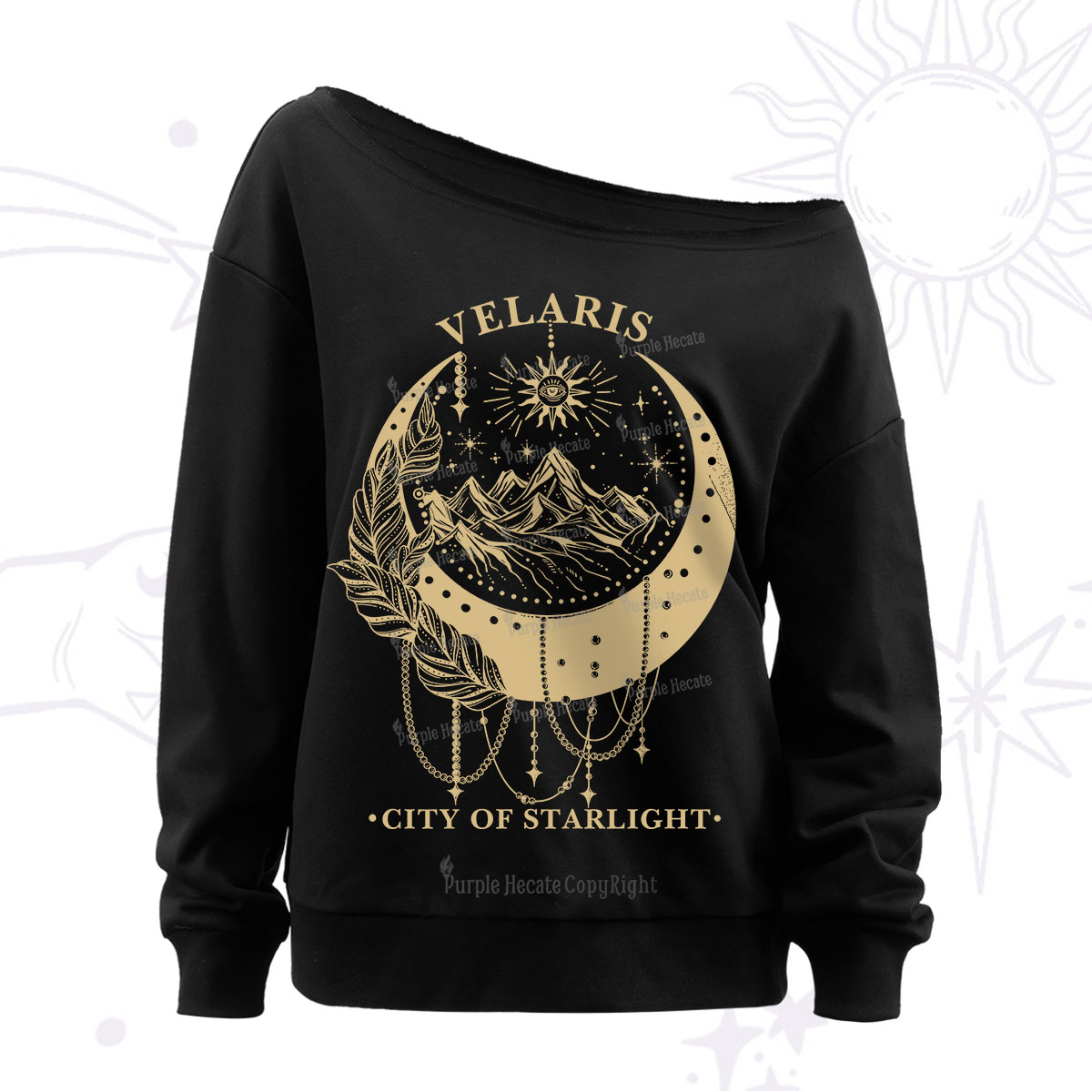 Purplehecate Moonlit Peaks of Starlight Off The Shoulder Sweatshirt