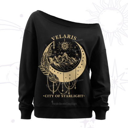 Purplehecate Moonlit Peaks of Starlight Off The Shoulder Sweatshirt