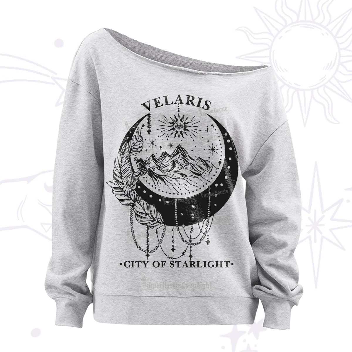 Purplehecate Moonlit Peaks of Starlight Off The Shoulder Sweatshirt