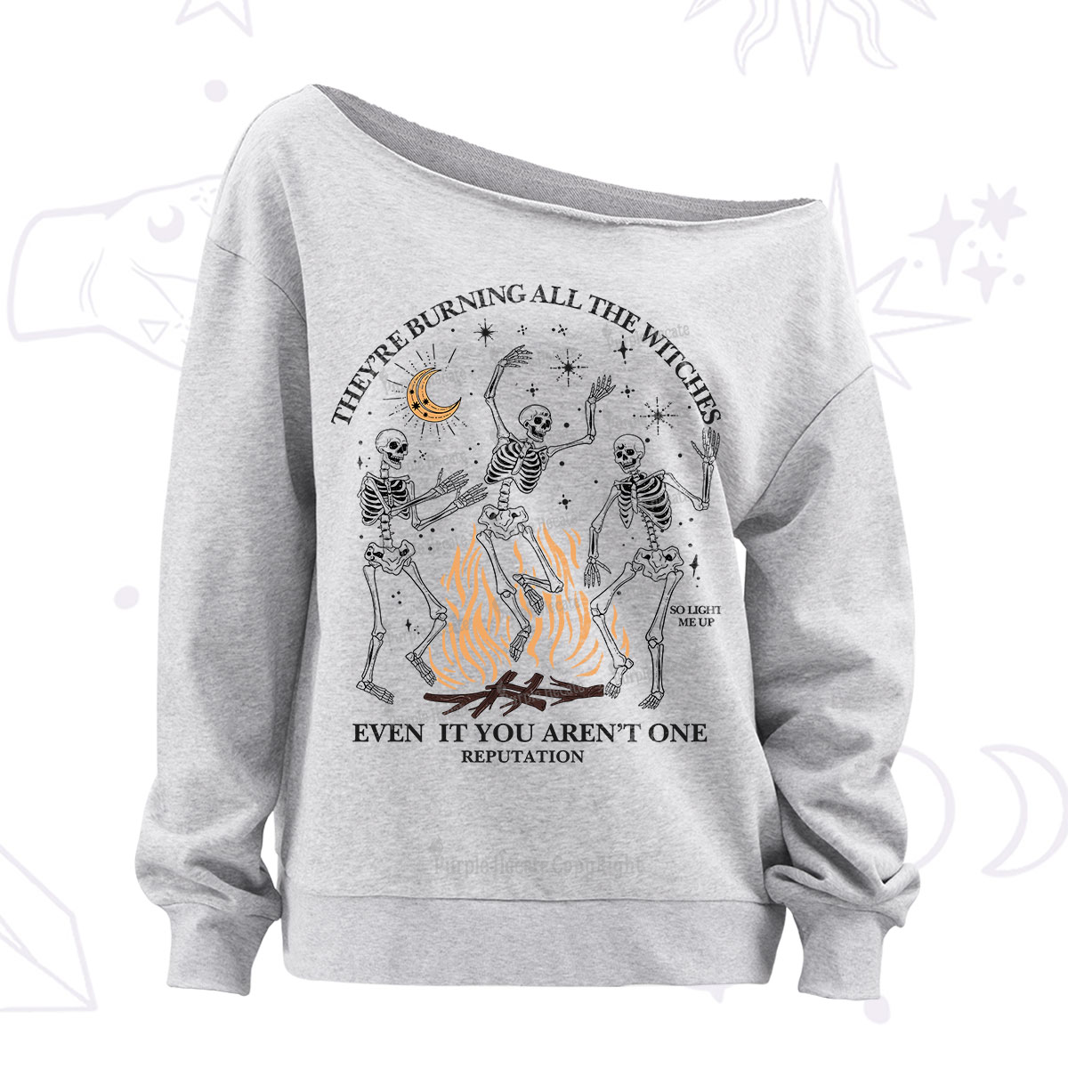 Purplehecate They're Burning All The Witches Even If You Aren't One Off The Shoulder Sweatshirt