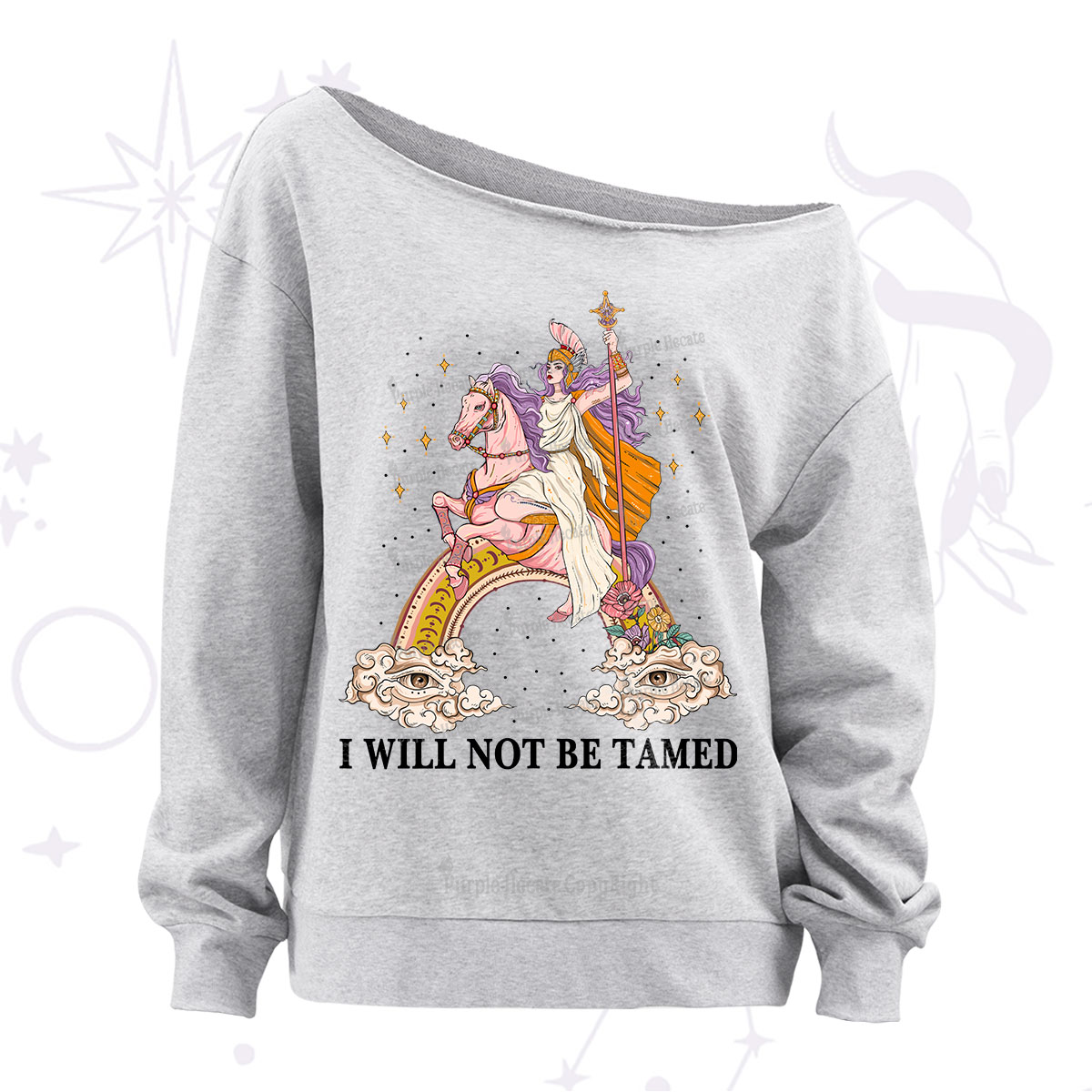 Purplehecate I Will Not Be Tamed Off The Shoulder Sweatshirt