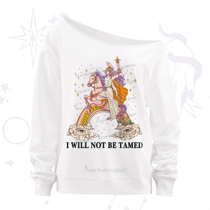 Purplehecate I Will Not Be Tamed Off The Shoulder Sweatshirt