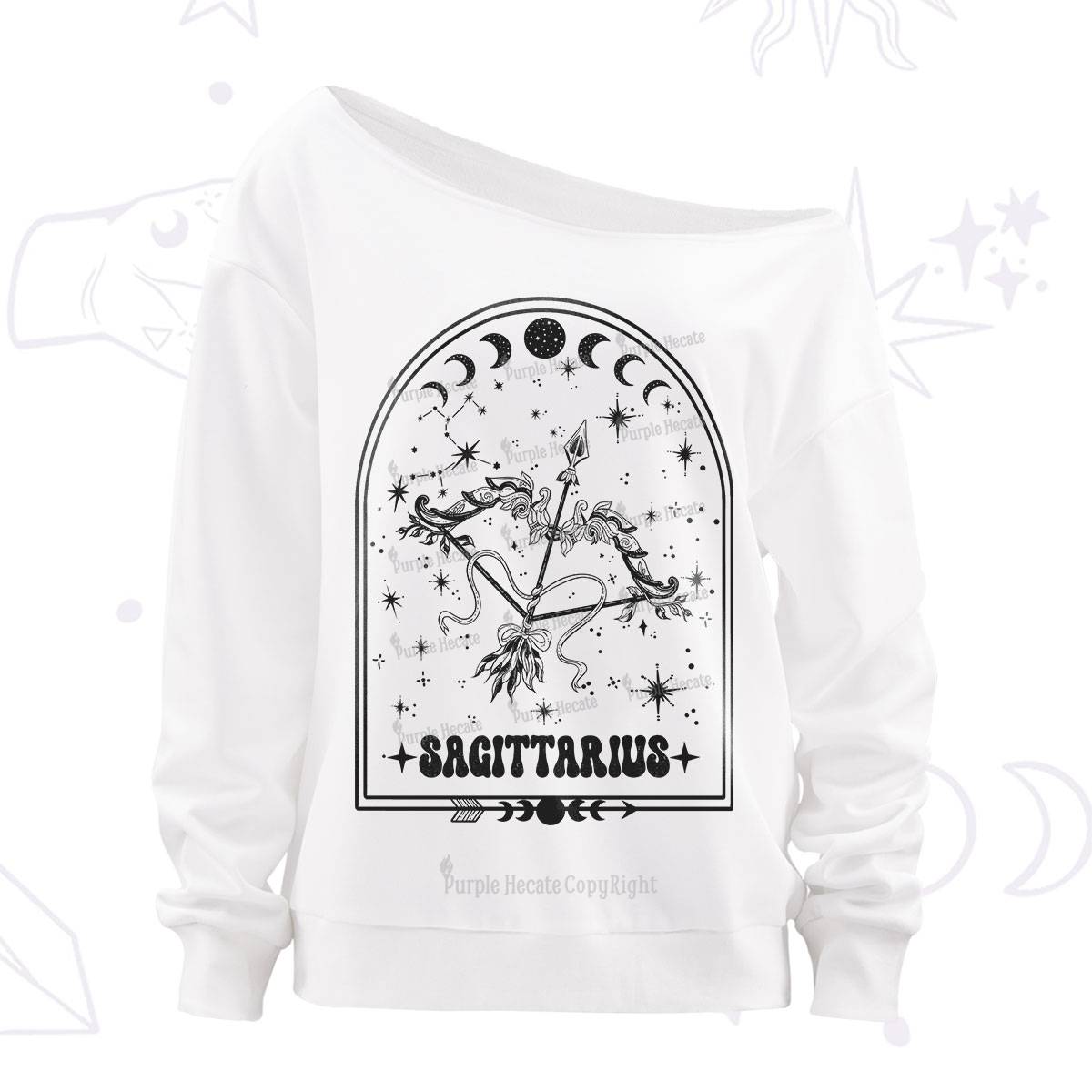 Purplehecate Zodiac Sagittarius Under the Stars Off The Shoulder Sweatshirt