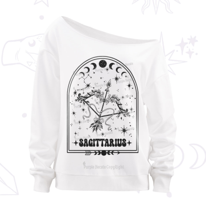 Purplehecate Zodiac Sagittarius Under the Stars Off The Shoulder Sweatshirt
