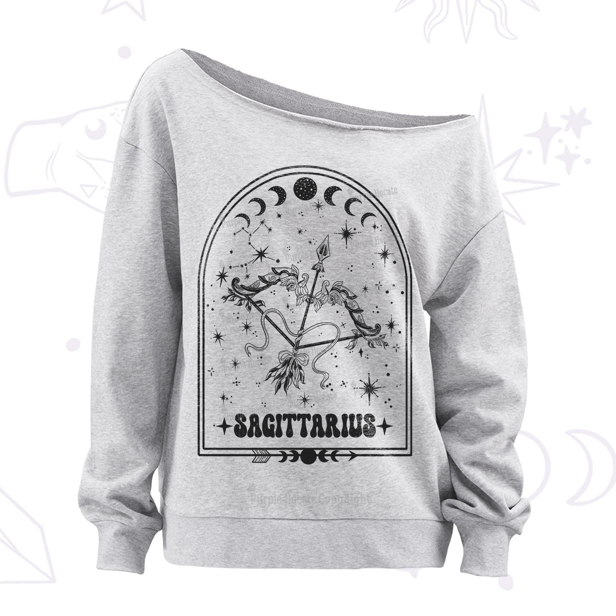 Purplehecate Zodiac Sagittarius Under the Stars Off The Shoulder Sweatshirt