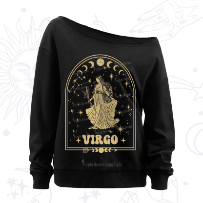 Purplehecate Zodiac Virgo Under the Stars Off The Shoulder Sweatshirt