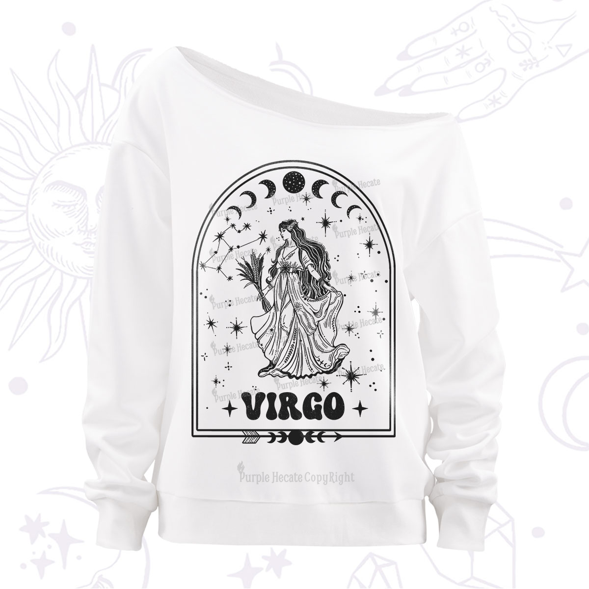 Purplehecate Zodiac Virgo Under the Stars Off The Shoulder Sweatshirt