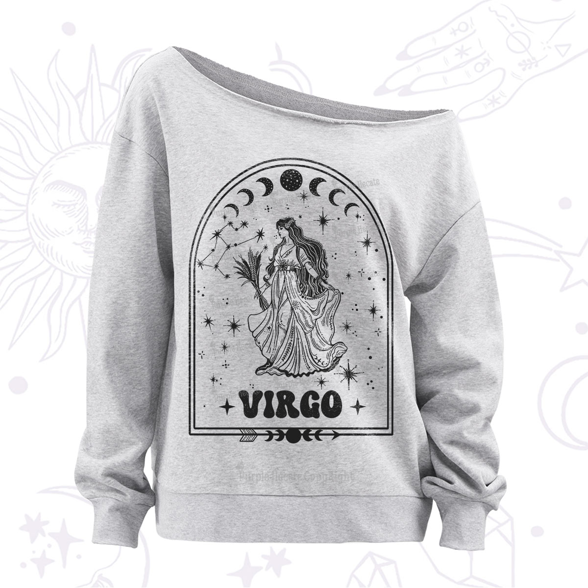 Purplehecate Zodiac Virgo Under the Stars Off The Shoulder Sweatshirt