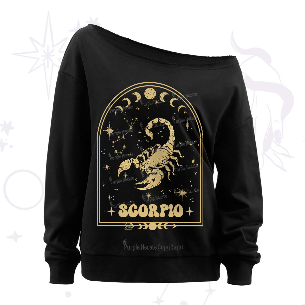 Purplehecate Zodiac Capricorn Under the Stars Off The Shoulder Sweatshirt