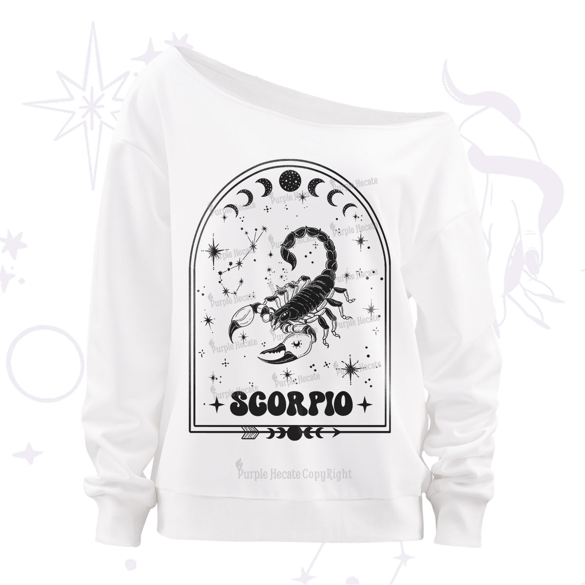 Purplehecate Zodiac Capricorn Under the Stars Off The Shoulder Sweatshirt