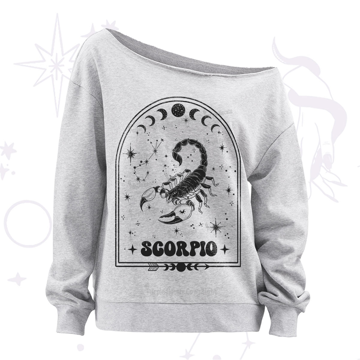 Purplehecate Zodiac Capricorn Under the Stars Off The Shoulder Sweatshirt