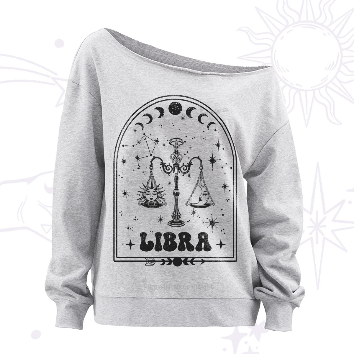 Purplehecate Zodiac Libra Under the Stars Off The Shoulder Sweatshirt
